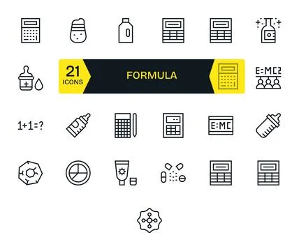 Formula featuring 25 256x256 Vector Icons in Regular Line Design 스톡 일러스트