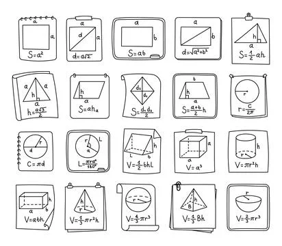 Formula figure set in outline line art Stock Illustration
