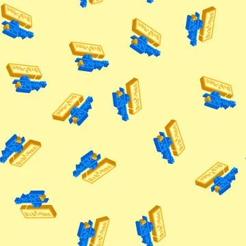 Formula math science education isometric icon seamless pattern Stock Illustration