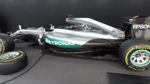Formula One Car Racing, Pit stop equipment, Petronas presentation, Kuala Lumpur Stock Footage 165638973