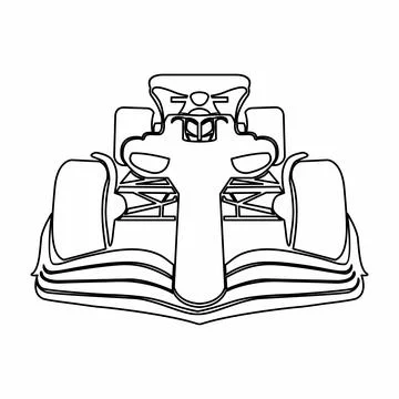 Formula racing car front view, isolated vector silhouette Illustrazione stock