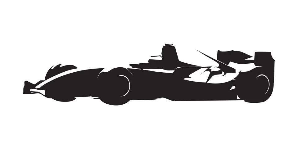 Formula racing car, isolated vector silhouette. Side view Stock Illustration