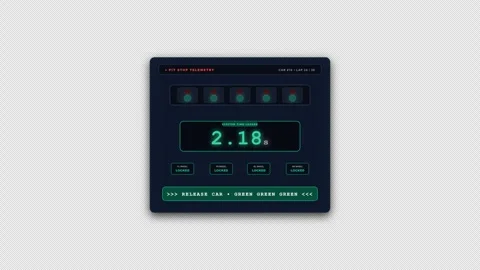 Formula-Style Pit Stop Countdown Timer with a tenths-of-a-second 4K Alpha Stock Footage 346277478