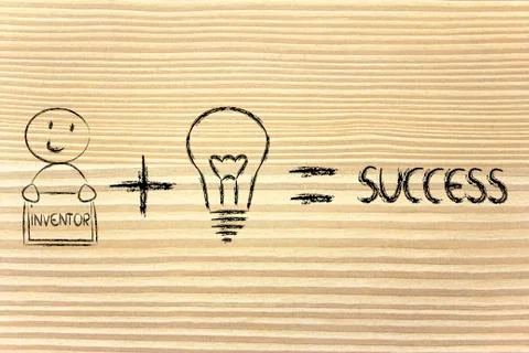 Formula for success: inventor plus ideas equals profits Stock Illustration