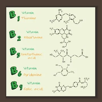 Formulas of B-group Vitamins Stock Illustration