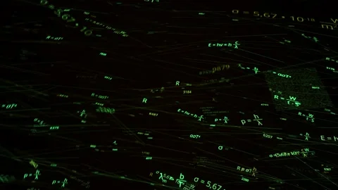 Formulas in physics in electronic form. Animation. Computer network with many Stock Footage 152475212