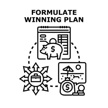Formulating winning plan for achieving financial goals Stock Illustration