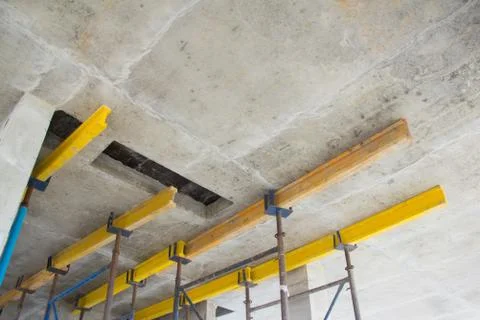 Formwork boards for construction. Construction formwork for concrete slab con Stock Photos