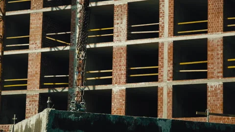 Formwork for creating reinforced concrete slabs lifted on a crane Stock Footage 271329254