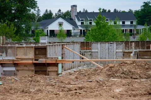 Formwork for the foundation of a new house Stock Photos