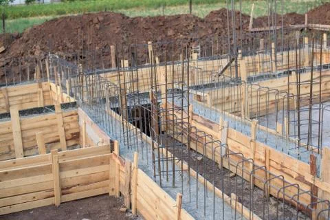 Formwork in the foundations of a house Stock Photos