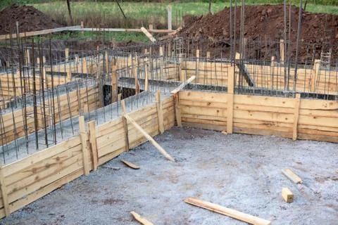 Formwork in the foundations of a house Stock Photos