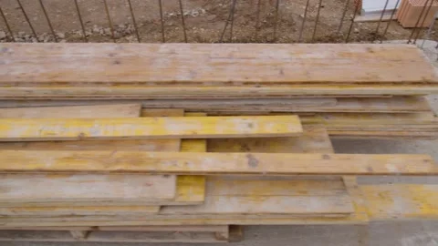 Formwork panels on foundation of construction site Stock Footage 229181313