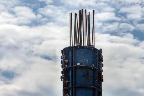 Formwork for pouring concrete on a cloudy sky. Costructions site. Stock Photos