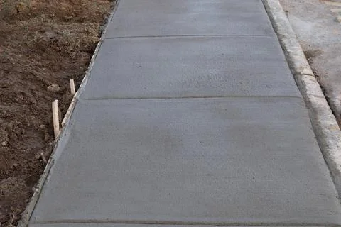 Formwork for sidewalk cement industrial surface hard work Stock Photos