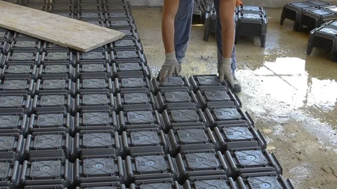 Formwork for ventilated under-floor cavities, with the purpose of eliminating Stock-Footage 97633850