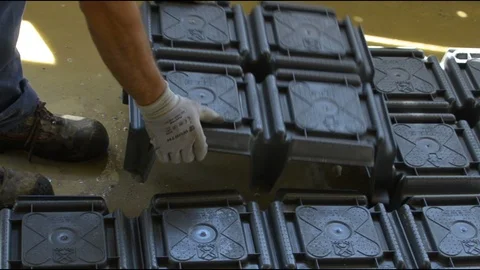 Formwork for ventilated under-floor cavities, with the purpose of eliminating Stock-Footage 97633951