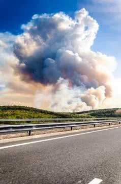 Forrest fire smoke Stock Photos
