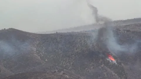 Forrest Fire Spreading on Mountain Stock Footage 11258926