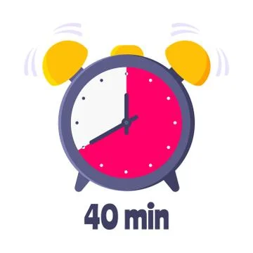 Forrty minutes on analog clock face flat style design vector illustration icon Stock Illustration