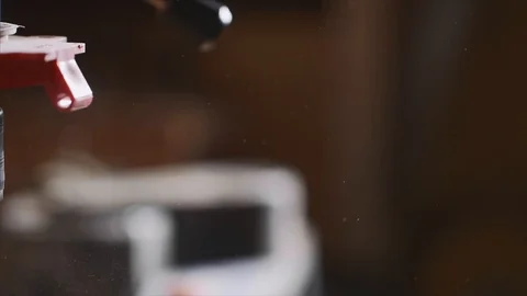 The forstner drill makes a hole in the board Stock Footage 118914380