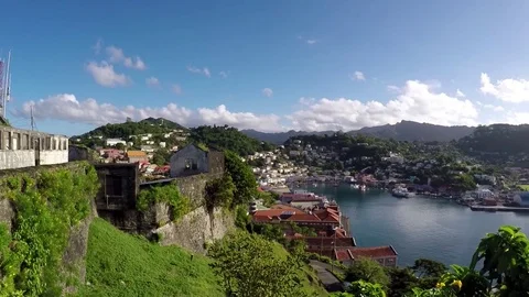 Fort and Harbor, Grenada Stock Footage 73304144