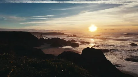 Fort bragg motion lapse of sunset on bluff over a beach Stock Footage 255671041