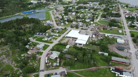Fort Chipewyan aerial view Stock Footage