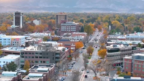 Fort Collins Day Time Drone Footage 10 | Old Town | Front Range | Downtown | 4K  Video stock 259863404