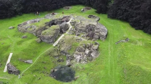 Fort de Loncin drone Belgian WW1 ruin Stock Footage 251291410