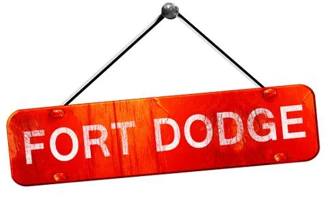 Fort dodge, 3D rendering, a red hanging sign Stock Illustration