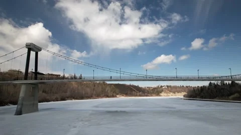 Fort Edmonton Footbridge Stock Footage 259680688