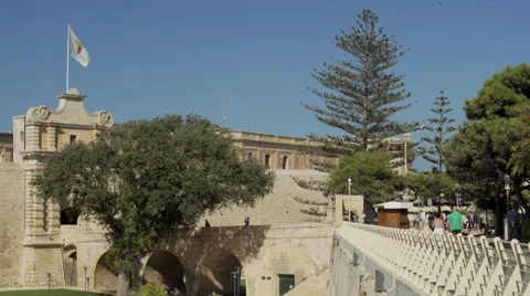Fort, flag and bridge Stock Footage 66259910