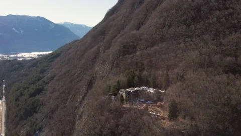 Fort Herman from the First World War in Slovenia. Fortress in the mountains Stock Footage 168128353