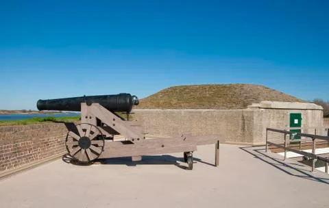 Fort jackson cannon 스톡 사진