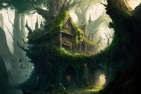 A Fort In A Jungle Stock Illustration