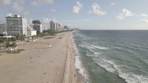 Fort Lauderdale Beach Aerial Pullback Shot Stock Footage 229906009