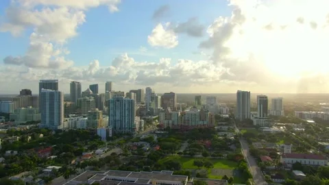 Fort Lauderdale City Sunset Drone Stock Footage