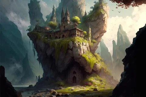 A Fort In The Mountains Stock Illustration