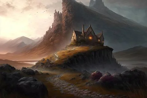 A Fort In The Mountains Stock Illustration