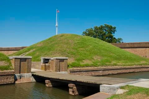 Fort pulaski draw bridge 스톡 사진