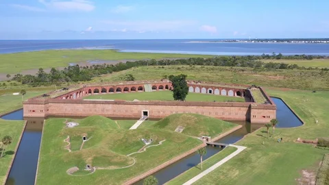 Fort Pulaski Fly Around Vídeo Stock 94976973