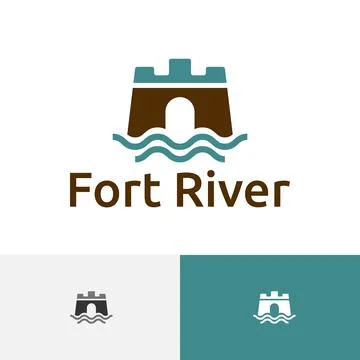 Fort River Water Stream Simple Modern Logo Stock Illustration