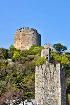 Fort Rumeli on Bosphorus strait Stock Photos