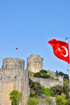 Fort Rumeli on Bosphorus strait Stock Photos