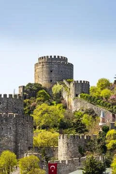 Fort Rumeli on Bosphorus strait Stock Photos