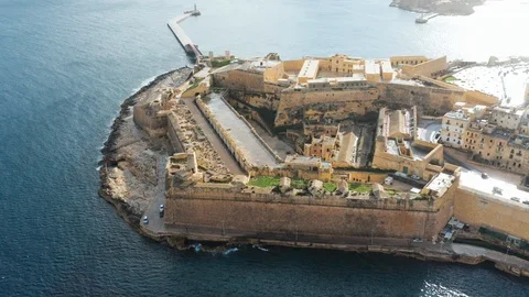 Fort St Elmo, Valletta, Malta, aerial view Stock Footage 101973545