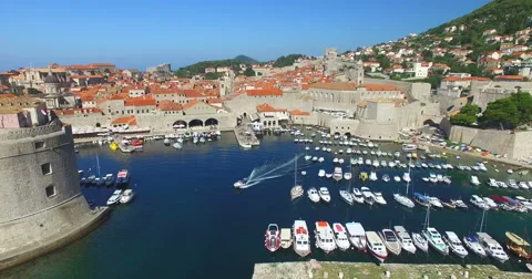 Fort St. Ivan and Old town harbour in Dubrovnik Stock Footage 59545960