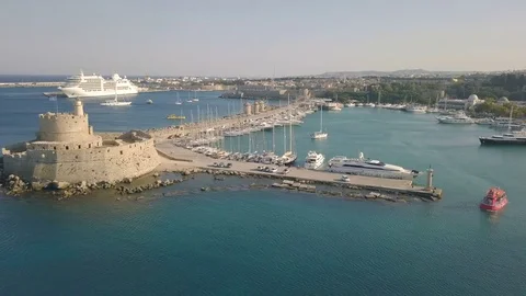 Fort of St. Nicholas in Rhodes Stock Footage 80379082