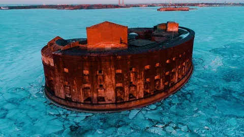 Fort at sunset in winter Stock Footage 168168661